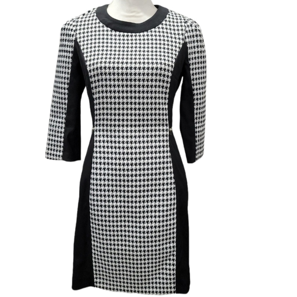 H&M Black and White Houndstooth Midi Dress